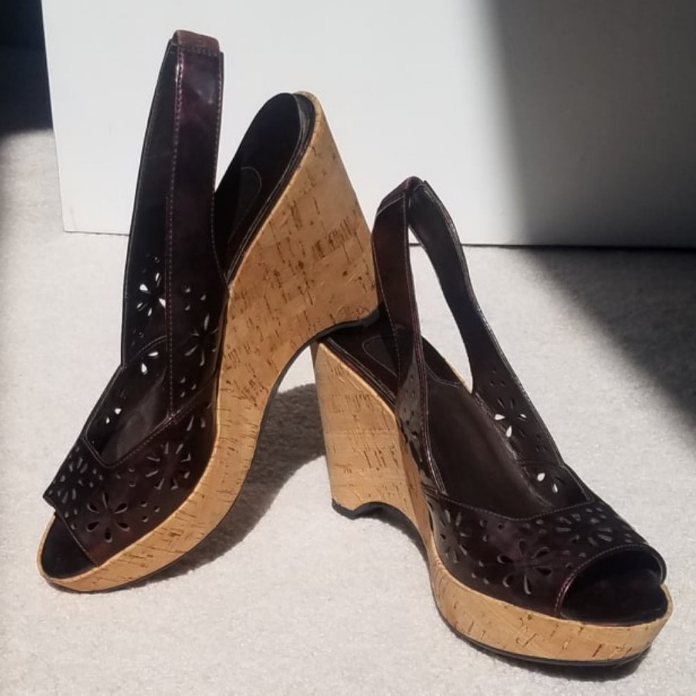 Cute copper brown wedge sandals